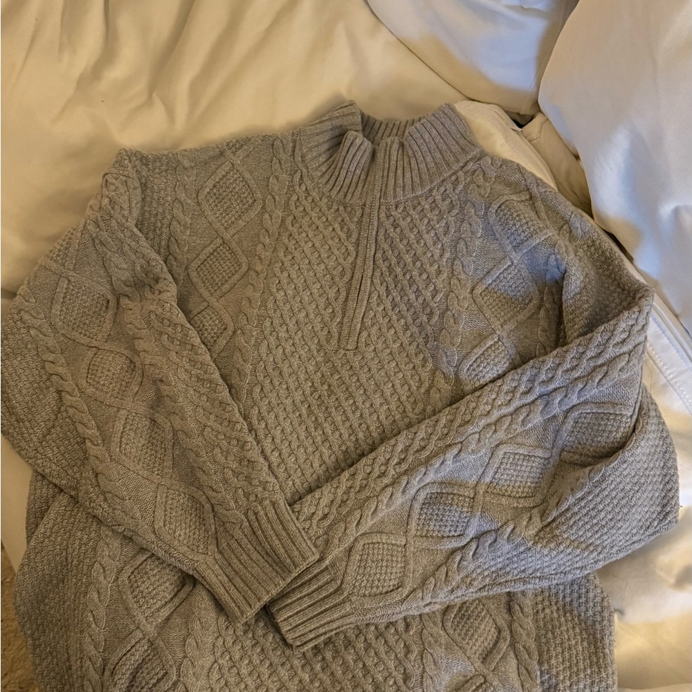 Sunday Best Light Gray Zip-Up Sweater